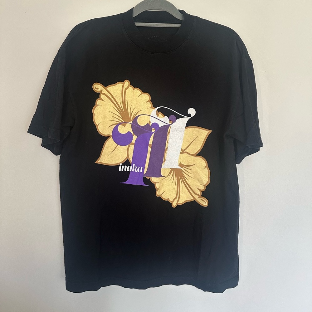 Inaka Power Black Graphic T-Shirt Men’s Medium – Floral Logo Gym‎ Streetwear